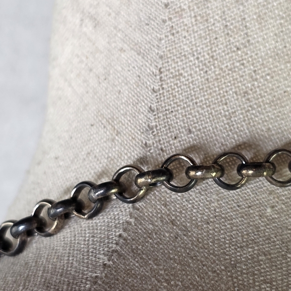 Brighton Vintage Scrollwork Necklace Heavy Chain Gunmetal Silver Contempo Style - Picture 6 of 8